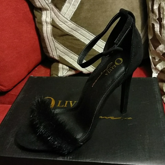 Pala by Olivia Jaymes in Black Suede/ Fur - Picture 2 of 2